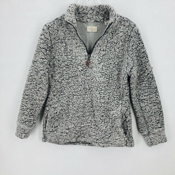 Weatherproof Vintage Womens Small Gray Faux Sherpa Fleece 1/4 Zip Pullover Lined - Picture 2 of 12